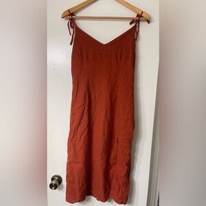 Abercrombie & Fitch Red Orange Tie Midi Dress